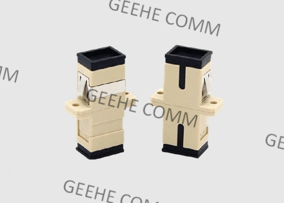 Adaptateur beige de câble optique de fibre de Sc UPC de couleur recto de mode unitaire avec des brides