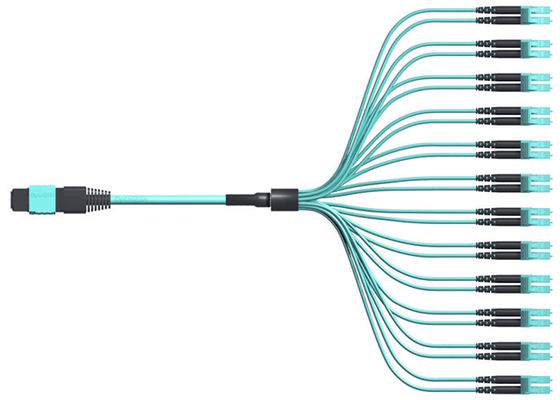 144 câble de fibre des fibres OM3 LC Dulpex 100G MPO