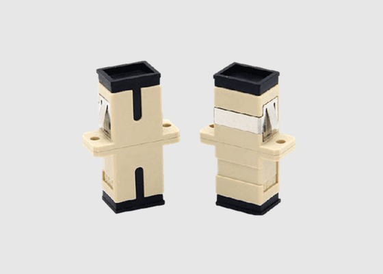 Adaptateur beige de câble optique de fibre de Sc UPC de couleur recto de mode unitaire avec des brides