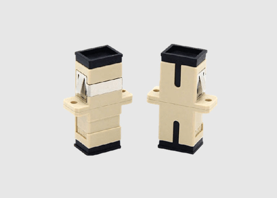 Adaptateur beige de câble optique de fibre de Sc UPC de couleur recto de mode unitaire avec des brides